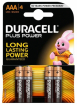 Batteries Duracell AAA Alkaline 4pack (5000394077164