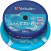 Blank CD-R AZO Verbatim 700MB 1x-52x Crystal, 25 Pack Spindle (43352V