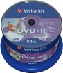 Matricas DVD+R AZO Verbatim 4.7GB 16x Wide Printable non ID, 50 Pack Spindle (43512V