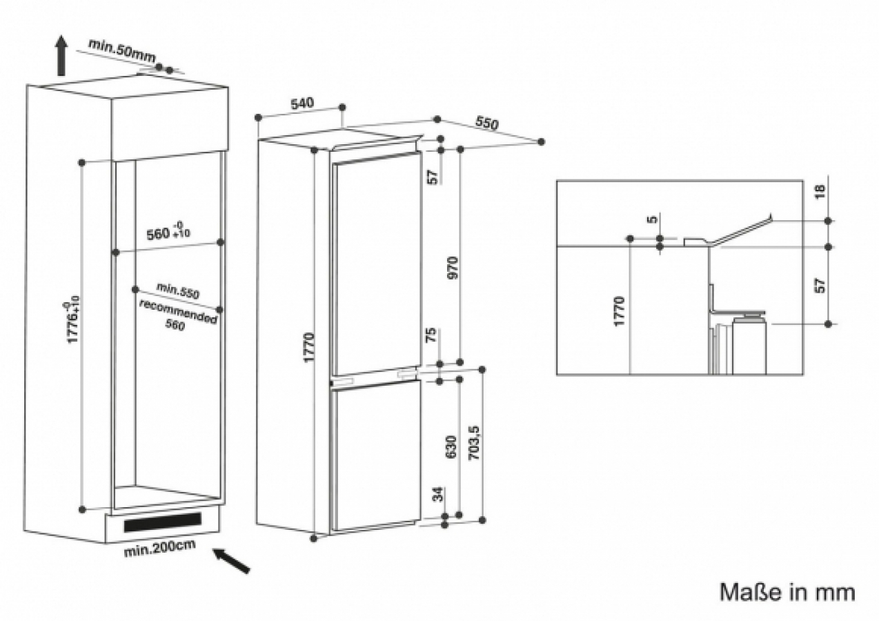 Размер под встраиваемый холодильник