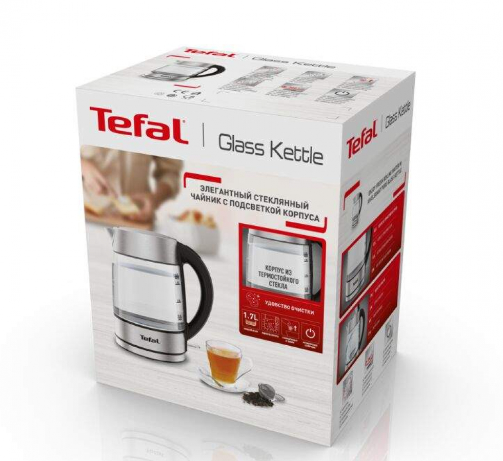 Electric kettle GLASS KI772D38 1,7 l, Tefal 