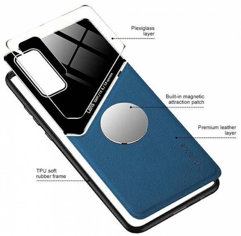 Mocco Lens Leather Back for Apple iPhone 12 Pro Blue - Phone cases