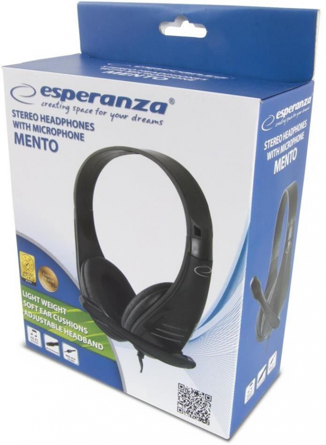 Esperanza Mento EH209K Black PC headsets Peripherals Baltic Data