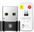 Adapter Baseus Converter USB Male To Type-C Female Black (CAAOTG-01