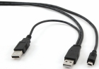 Kabelis Gembird Dual USB Male - MiniUSB Male 0.9m Black (CCP-USB22-AM5P-3