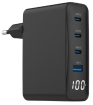 Lādētājs Gembird Universal USB charger 4-port LCD 100W GaN (TA-UC-PDQC100LCD-01-BK
