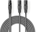 Kabelis Nedis 2x XLR M - XLR F 1.5m (COTH15020GY15