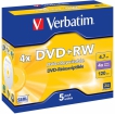 Blanks DVD+RW SERL Verbatim 4.7GB 4x 5 Pack Jewel (43229V