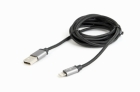 Gembird cotton braided USB Lightning 1.8m Black (CCB-MUSB2B-AMLM-6