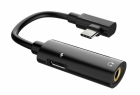 Hoco L19 Type-C Audio adapter 3.5mm socket + Type-C charging Black (LS19BK
