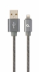 Gembird USB Male - Lightning Male Premium spiral metal 2m Metallic Grey (CC-USB2S-AMLM-2M-BG