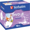 Blank DVD+R AZO Verbatim 4.7GB 16x Printable ID Branded, 10 Pack Jewel (43508V