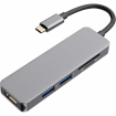 RoGer USB-C Hub 5in1 USB 3.0 x2 / HDMI / SD card reader / TF card reader Gray (RO-5IN1HUB