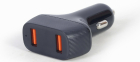 Gembird 2-port USB car Fast Charger 36 W Black (TA-U2QC3-CAR-01