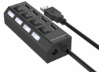 RoGer USB Hub - Splitter 4 x USB 2.0 with Separate On / Off Buttons Black (RO-20-HUB-BK