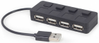 USB Centrmezgls Gembird USB 2.0 4-port Hub with Switches Black (UHB-U2P4-05