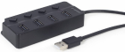 USB Centrmezgls Gembird USB 2.0 4-port Hub with Switches Black (UHB-U2P4P-01