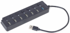 USB Centrmezgls Gembird 7-port USB 3.1 with Switches Black (UHB-U3P1U2P6P-01