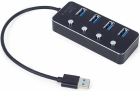 USB Hub Gembird USB 3.1 Powered 4-port Hub with Switches Black (UHB-U3P4P-01